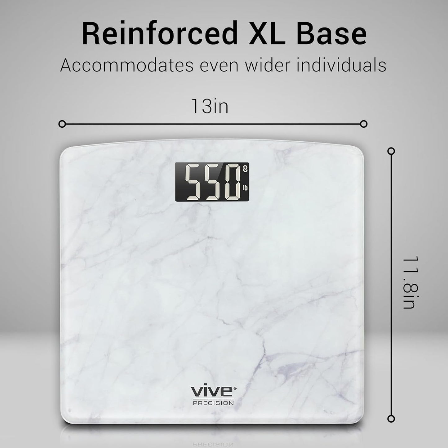 Vive Smart Body Weight Scale (500lbs Capacity) - Heavy Duty Bariatric Digital Scale for BMI - Plus Size, Large Display - Bathroom Device for Health Extra Wide Base & Smartphone Connectivity