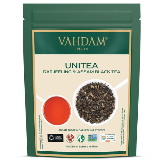 VAHDAM, UNITEA Black Tea Leaves +170 Cups,12oz | Blend Of Darjeeling & Assam Tea | ROBUST & FLAVORY Black Loose Leaf | Unblended Single Origin Tea | Vacuum Sealed Pack
