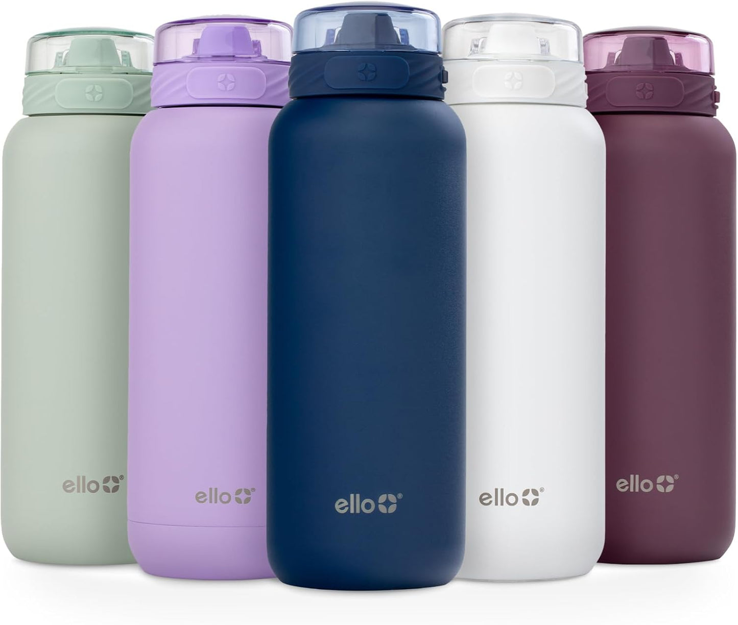 Ello Cooper 32oz Stainless Steel Water Bottle Vacuum Insulated with Straw and Carry Handle, Leak Proof Locking Lid with Soft Silicone Spout, Dishwasher Safe, Winter Solstice