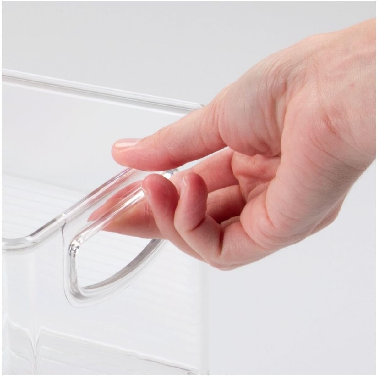 mDesign Plastic Baby Room Organizer Bin - Modern, Stackable Storage Container Box with Handles for Organizing Toys - Small Clothes and Accessories Holder - Ligne Collection - 2 Pack - Clear