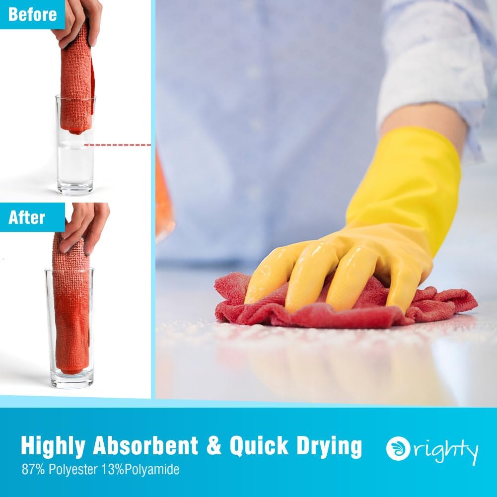 Orighty Cleaning Cloths Bulk, 150 Pack Shop Rags Reusable, Multi-Purpose Shop Towels for Cars, Microfiber Cleaning Rags for Automotive, Mechanic, Kitchen, Lint Free Towels 11.5’’ x 11.5’’, Red