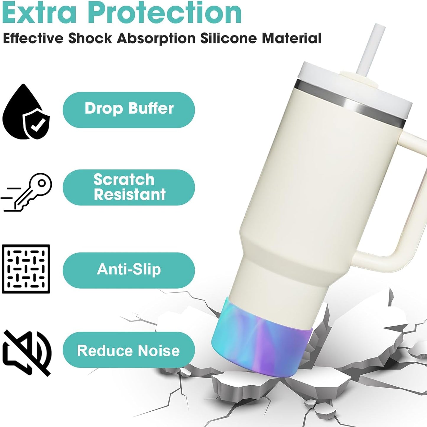 Upgrade 2PCS Protective Silicone Boot Bumper for Stanley Quencher Adventure 40oz 30oz 20oz Tumbler, Water Bottle Bottom Sleeve Cover Accessories for Stanley Mug Cup (Camouflage Blue)