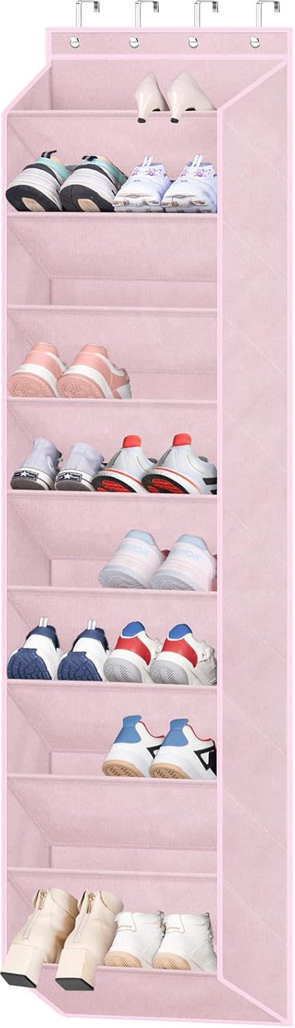 SLEEPING LAMB Over The Door Shoe Organizer for Closet, Kids Sneaker Storage for Hanging Shoe Rack for Door with Large Deep Pockets for Toddler, Girl, Baby Room Decor, Pink