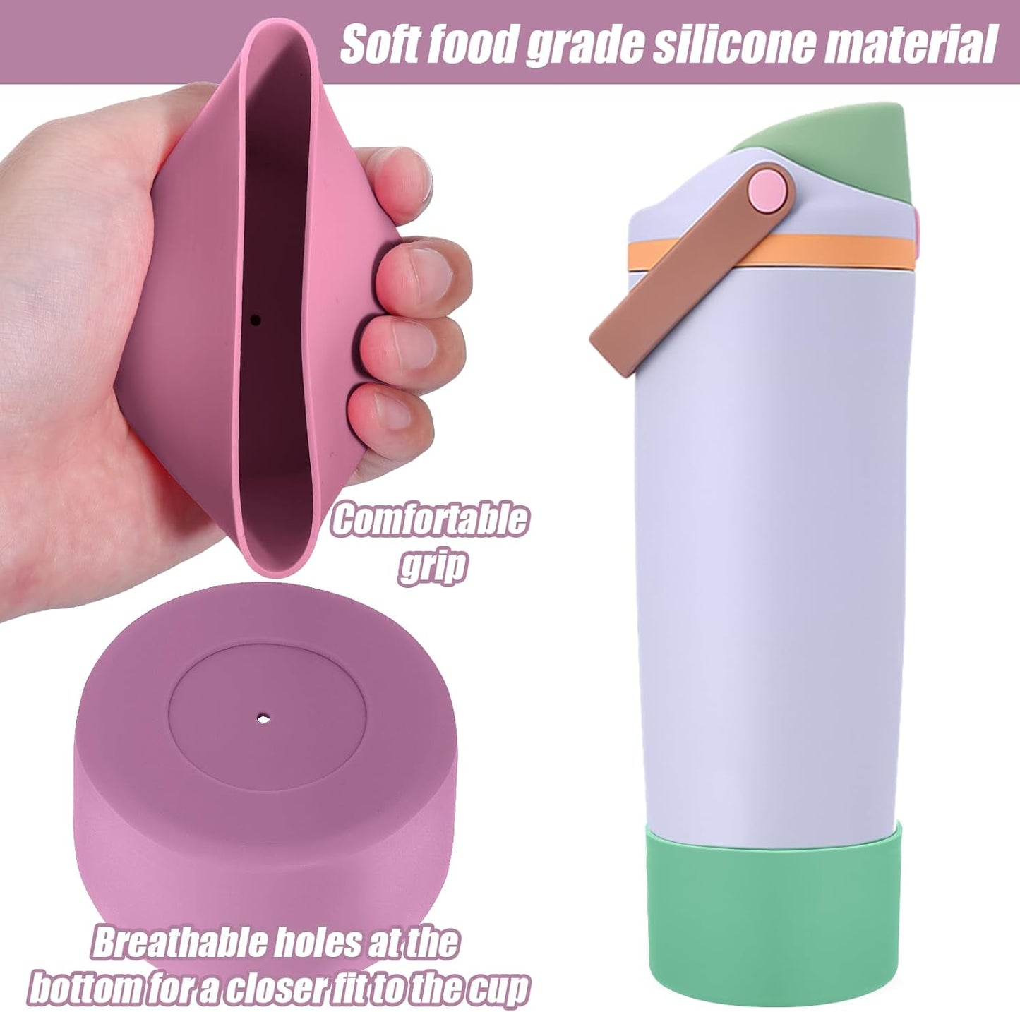 Mity rain 2PCS Protective Silicone Boots for Owala 30oz & 40oz FreeSip Sway Bottles & Tumblers - Accessories for owala, Enhances Stability & Prevents Scratches (Aubergine & Eucalyptus)
