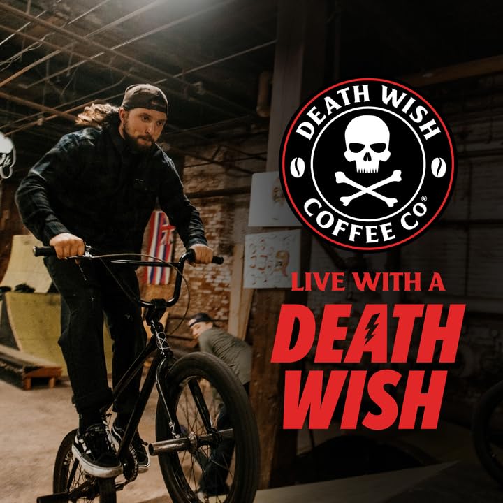 Death Wish Coffee, Organic and Fair Trade, Medium Roast, Whole Bean Coffee, 16 oz