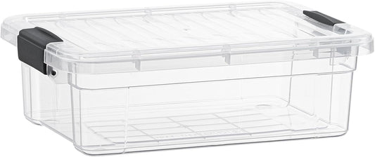Superio Clear Plastic Storage Bins with Lid, 4.5 Quart Box, Organizing Containers, Stackable Plastic Tote for Home, Garage, Dorm, School, and Office