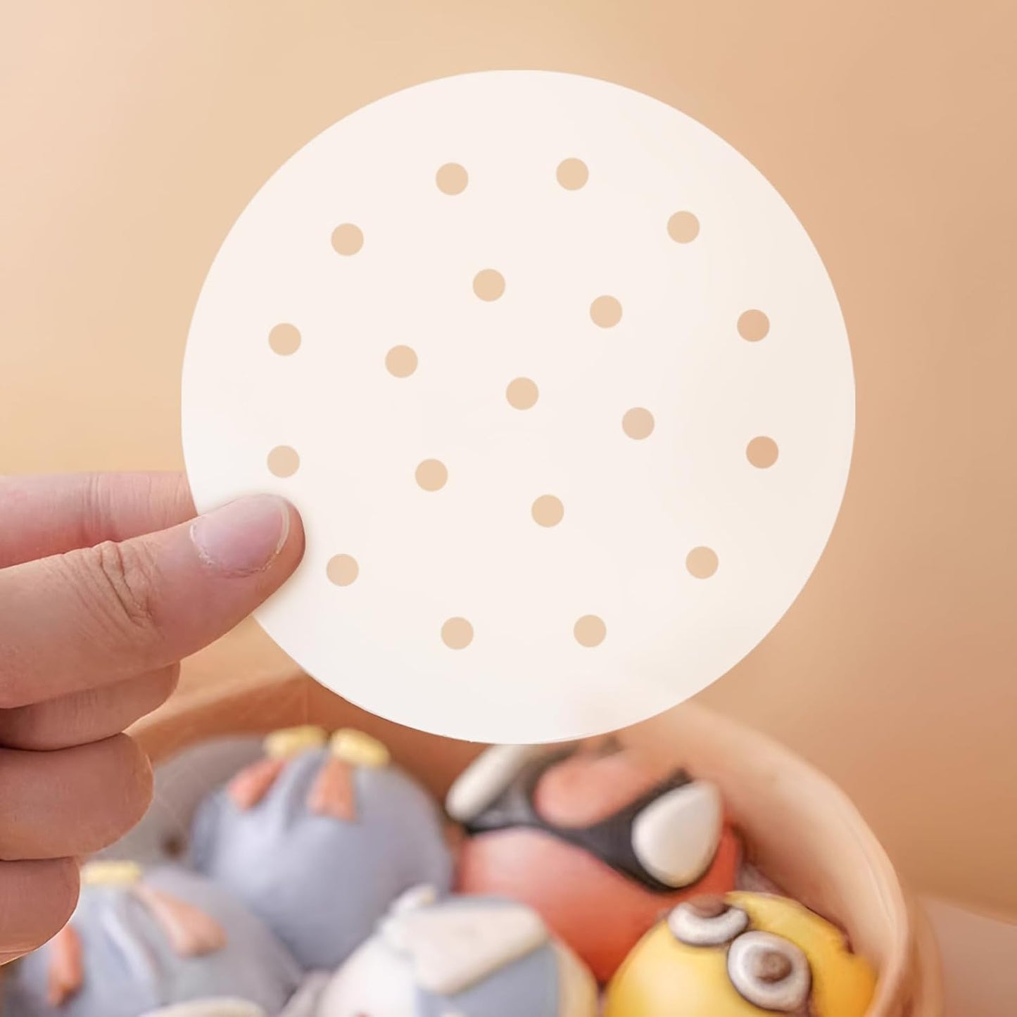 400pcs Air Fryer Liners, 4 inches Bamboo Steamer Liners, Premium Perforated Parchment Steaming Papers, Non-stick Steamer Mat Liner for Air Fryers Baking Cooking Oven