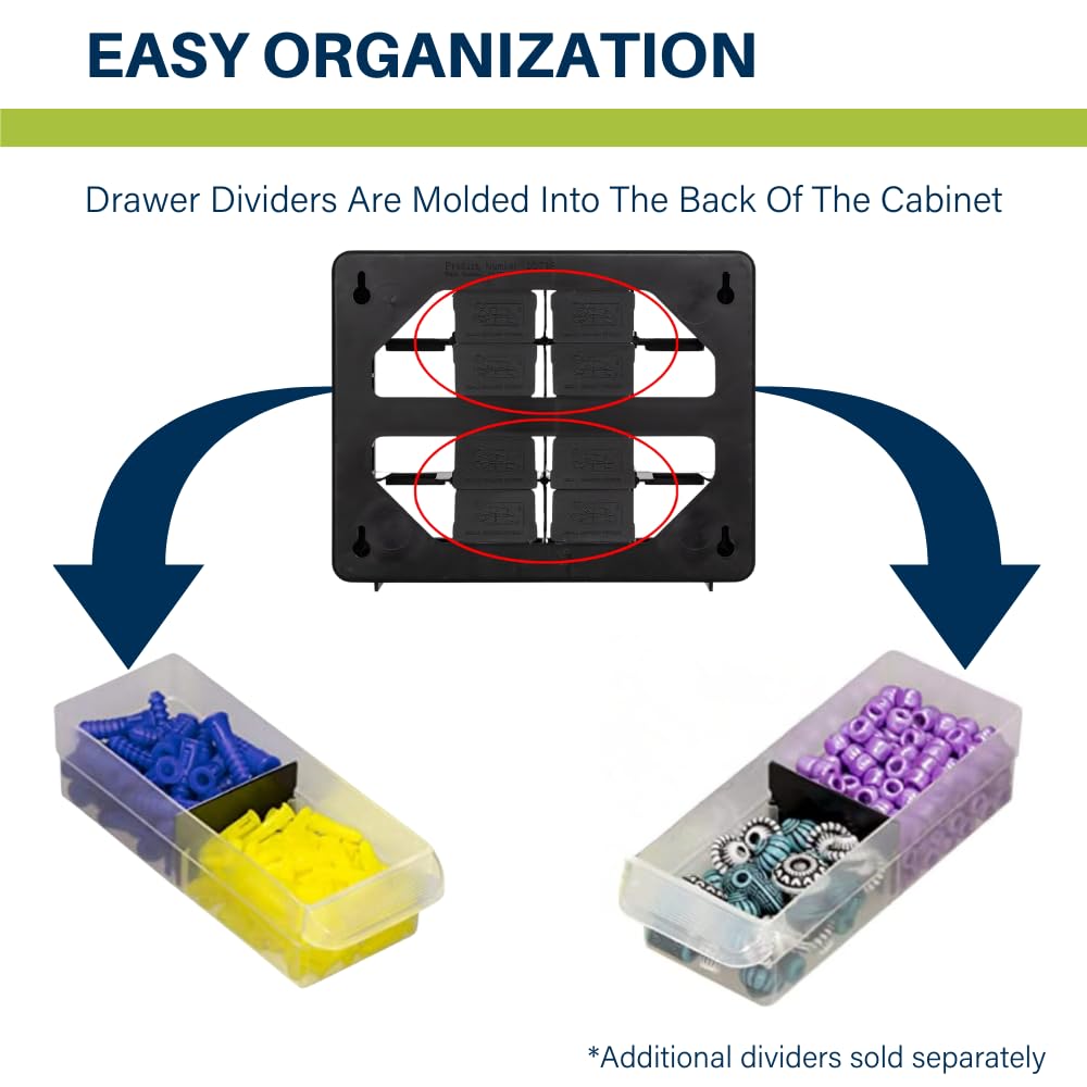 Akro-Mils 16-Drawer Plastic Storage Cabinet | 10-1/2 x 6-1/2 x 8-1/2 Inch | Black | Model 10116 | Garage Organization