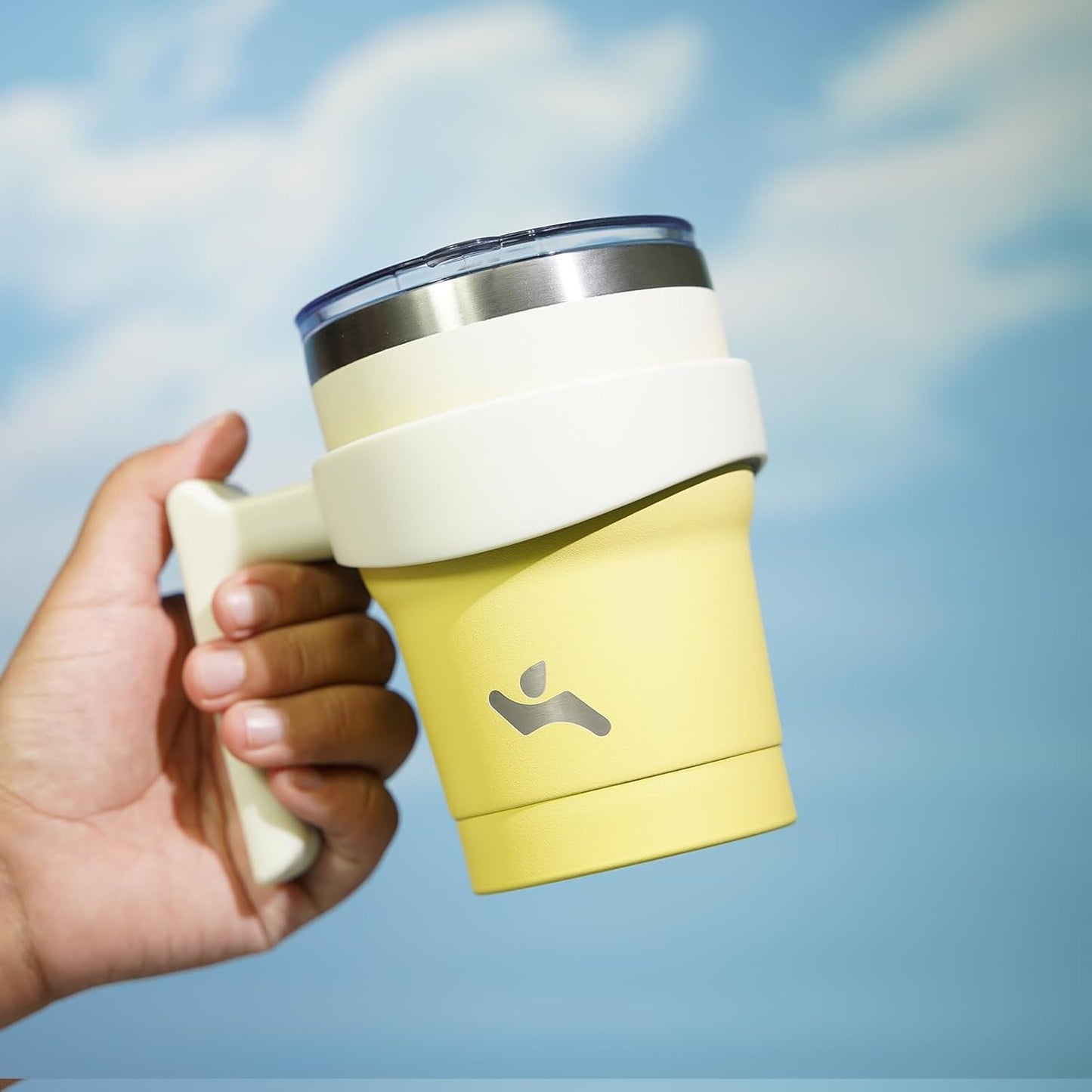 10 oz Tumbler with Handle and 2 Straw 2 Lid, Insulated Water Bottle Stainless Steel Vacuum Cup Reusable Travel Mug,Lemon