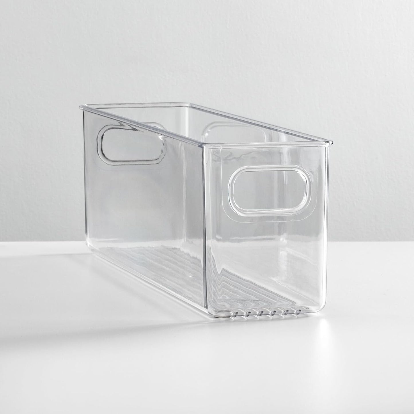 mDesign Plastic Long Stackable Storage Organizer Container, Organization Bin w/Handles for Kitchen, Pantry, Fridge, Freezer, Cabinet, Perfect to Hold Breast Milk - Ligne Collection - Clear