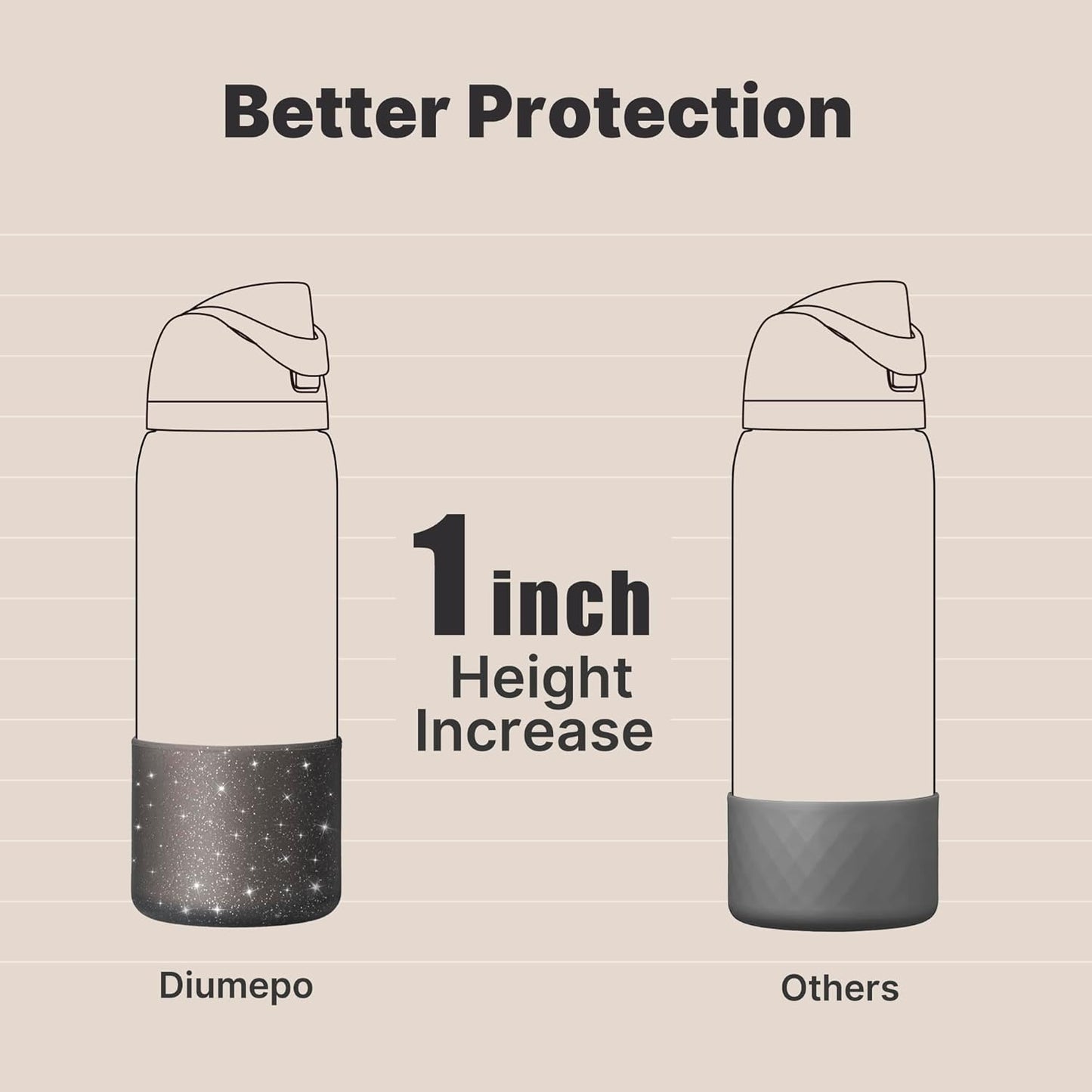 Silicone Boot for 40 oz Owala Water Bottles, Anti-Slip Protective Sleeve for Owala Twist & FreeSip & Flip Insulated Water Bottle, Boot Bottom Base(Glitter Black)