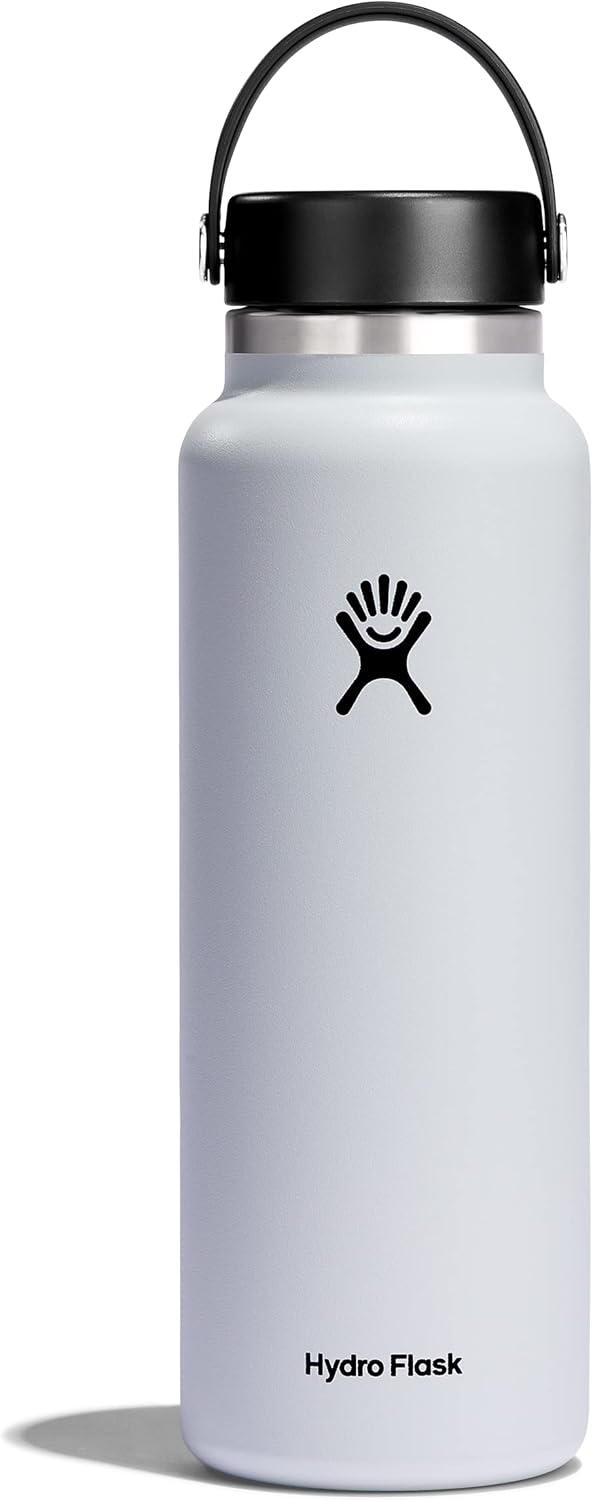 Hydro Flask Water Bottle - Insulated Stainless Steel - Wide Mouth Flex Lid, Non Spill, Leakproof and Refillable in 40 Oz