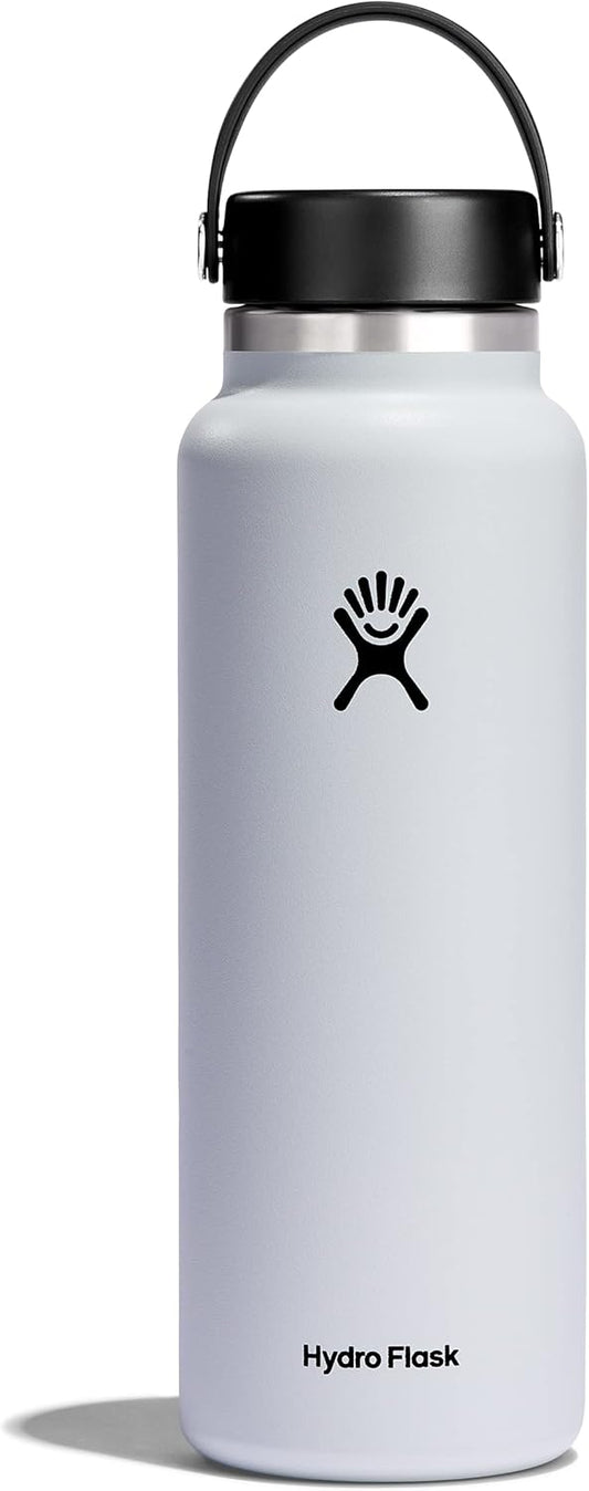 Hydro Flask Water Bottle - Insulated Stainless Steel - Wide Mouth Flex Lid, Non Spill, Leakproof and Refillable in 40 Oz