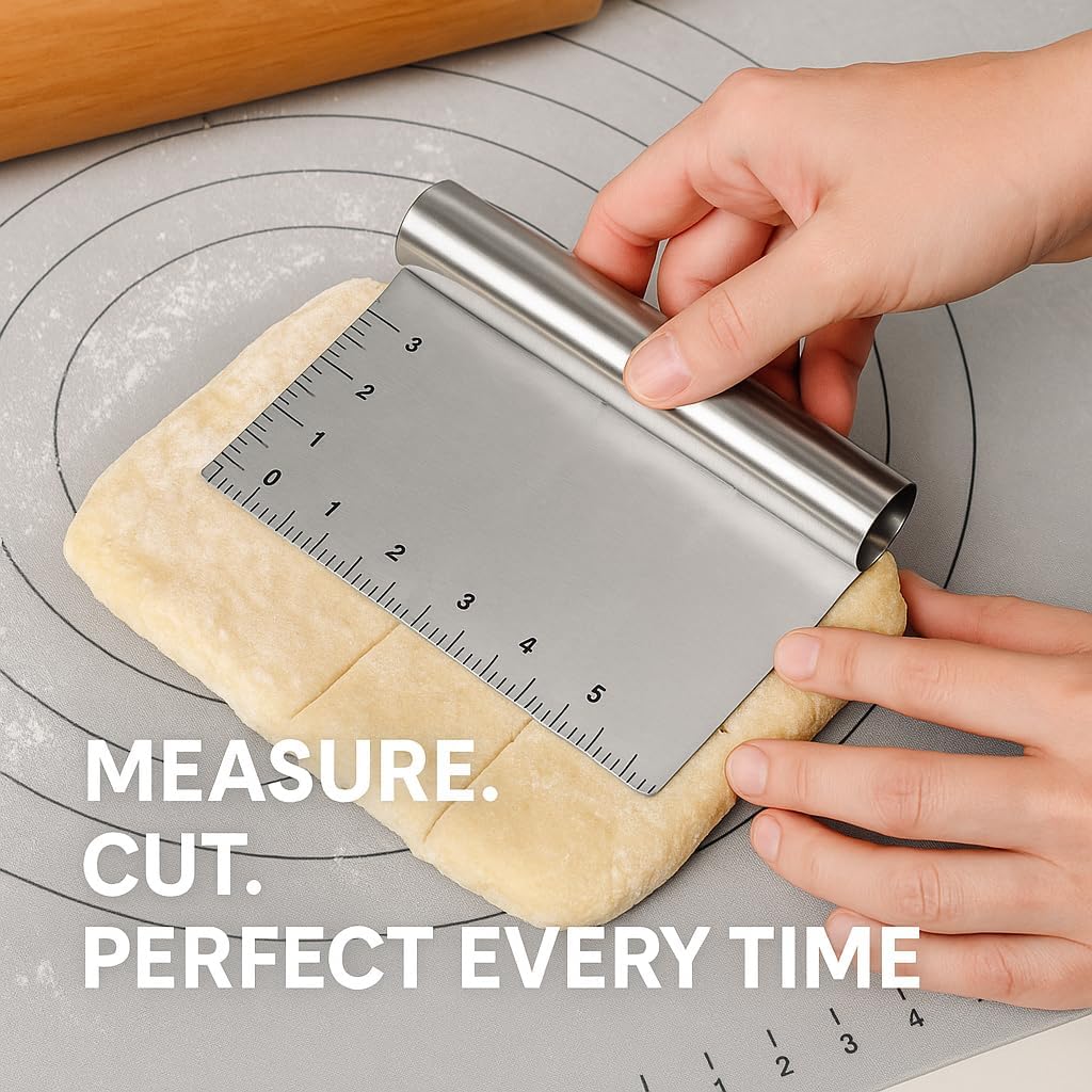 Mrs. Anderson's Baking Pastry Dough Cutter Scraper with Measurements, Stainless Steel