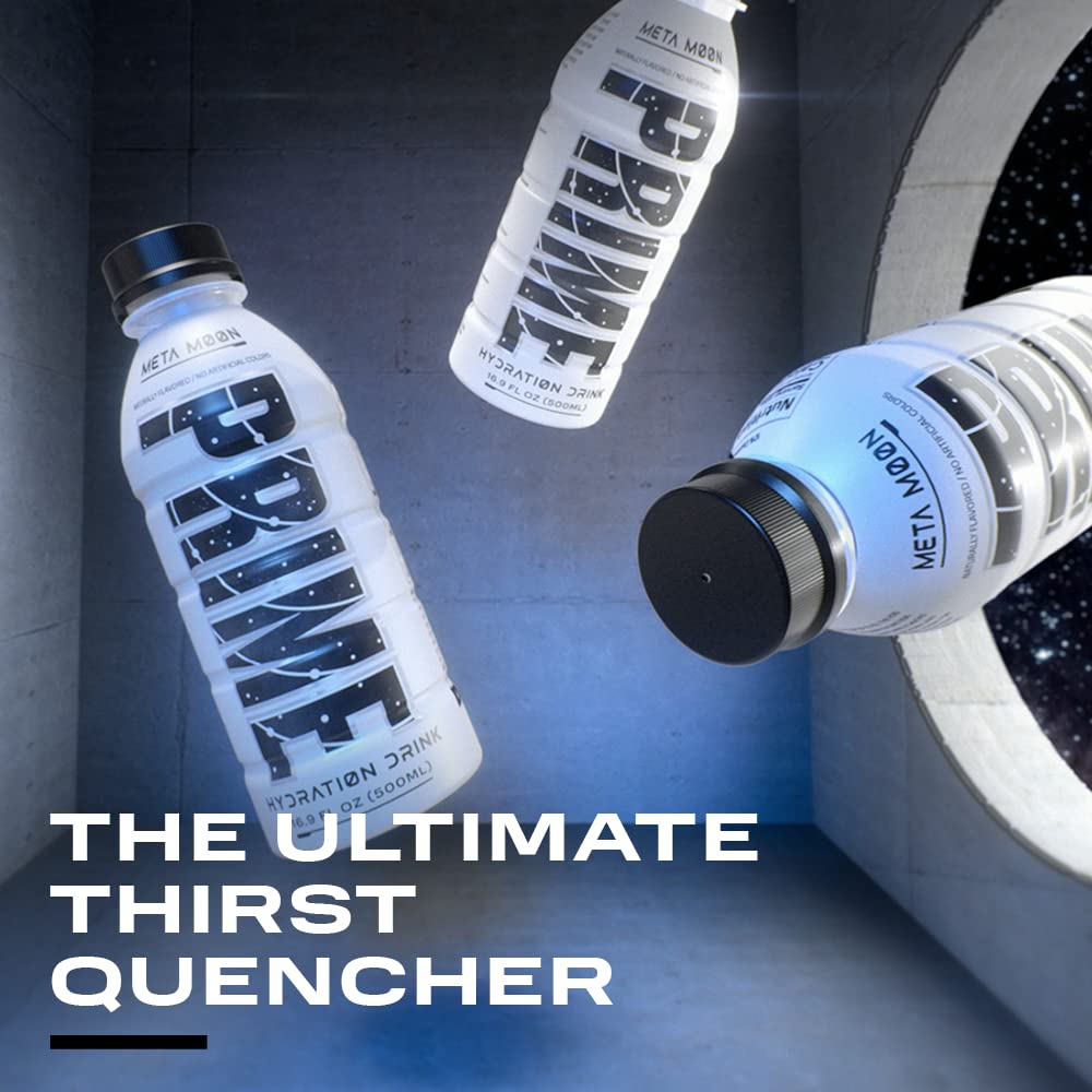 PRIME Hydration META MOON | Sports Drinks | Electrolyte Enhanced for Ultimate Hydration | 250mg BCAAs | B Vitamins | Antioxidants | 2g Of Sugar | 16.9 Fluid Ounce | 12 Pack