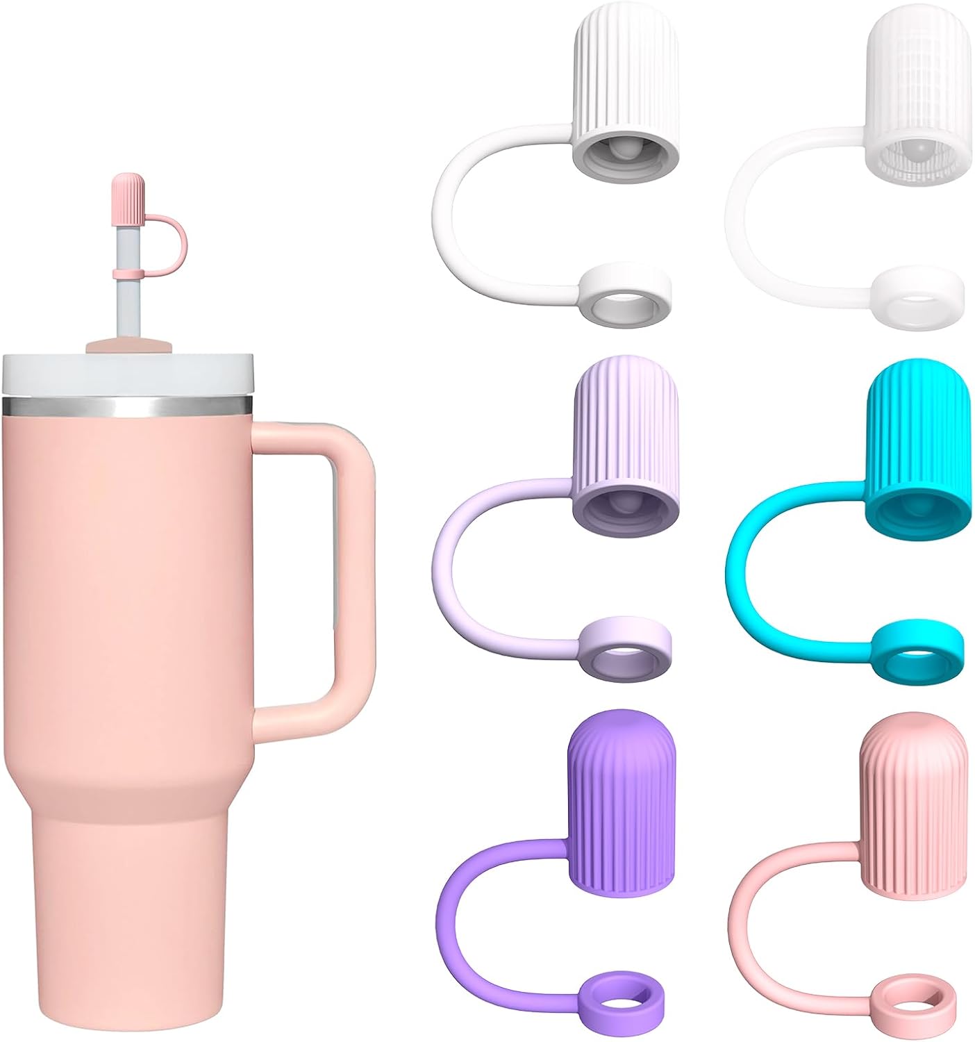 Adjustable Straw Cover Cap for Stanley, and Compatible with Simple Modern|Yeti|Hydro Flask|Reduce|Owala|Beast|Hydrapeak Tumbler Straw, All Brand of 6-12mm Straw, Straw Stopper Topper Accessories