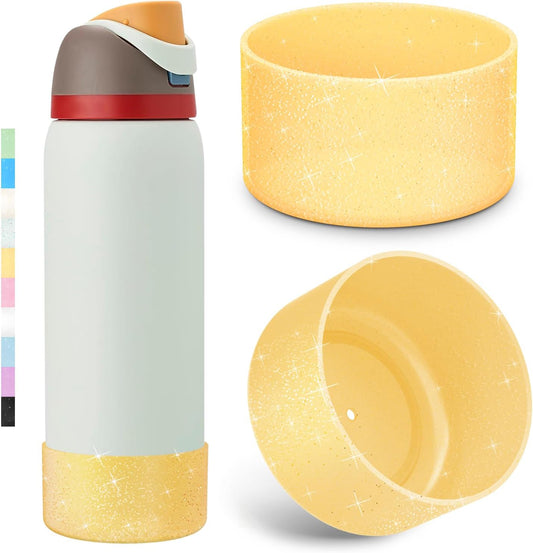 2PCS Glitter Silicone Boot for Owala Water Bottle, Anti-Slip Protective Sleeve for Owala Twist,FreeSip and Flip Stainless Steel Water Bottle, BPA-Free, Dishwasher Safe, Accessories