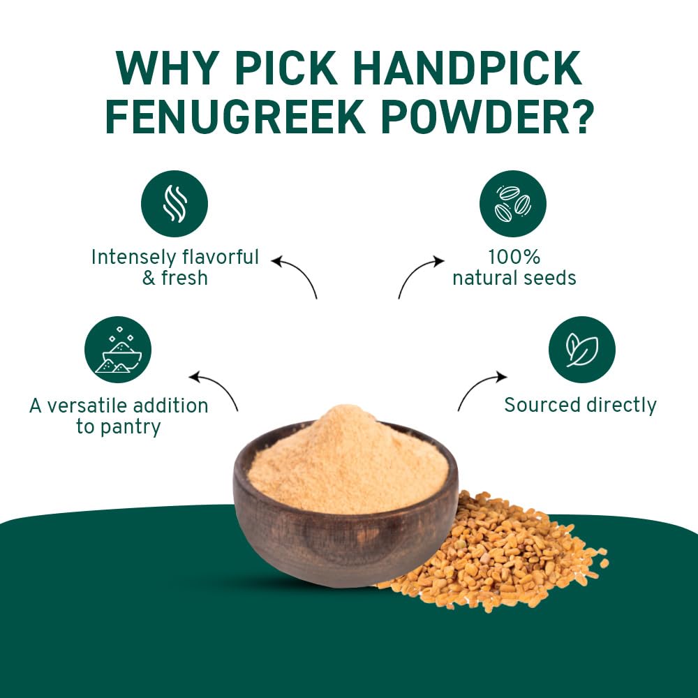 Fenugreek Powder (397g/14oz) Non GMO, Gluten Free, 100% Raw Methi Seeds, Sourced from India, For Cooking, Packed in Resealable Ziplock Pouch