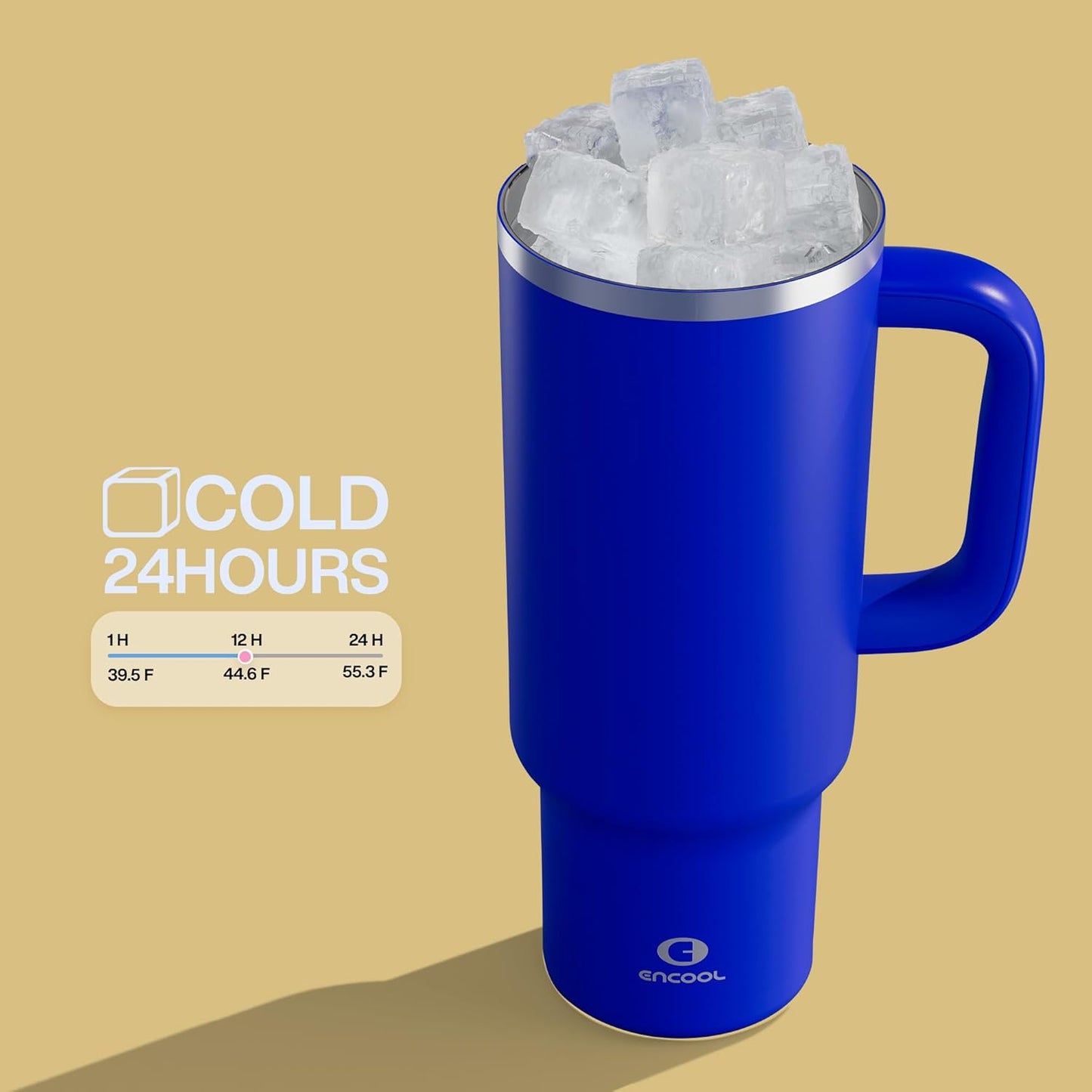 40 oz Tumbler with Handle and Straw: Stainless Steel Insulated Tumbler Keeps Cold for 24 Hours, Leakproof Travel Cup Fits in Cup Holder and BPA-Free,Royal Blue