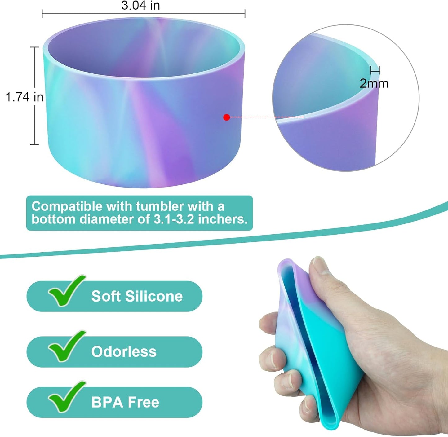 Upgrade 2PCS Protective Silicone Boot Bumper for Stanley Quencher Adventure 40oz 30oz 20oz Tumbler, Water Bottle Bottom Sleeve Cover Accessories for Stanley Mug Cup(Camouflage Pink)