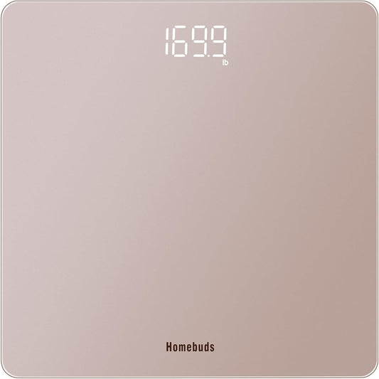 Homebuds Digital Bathroom Scale for Body Weight, High Precision Assured by Weight Scale Professional Factory Since 2001, Bright White LED and Step-On, 3*AAA Batteries Included, 400lb/182kg, Rose Gold