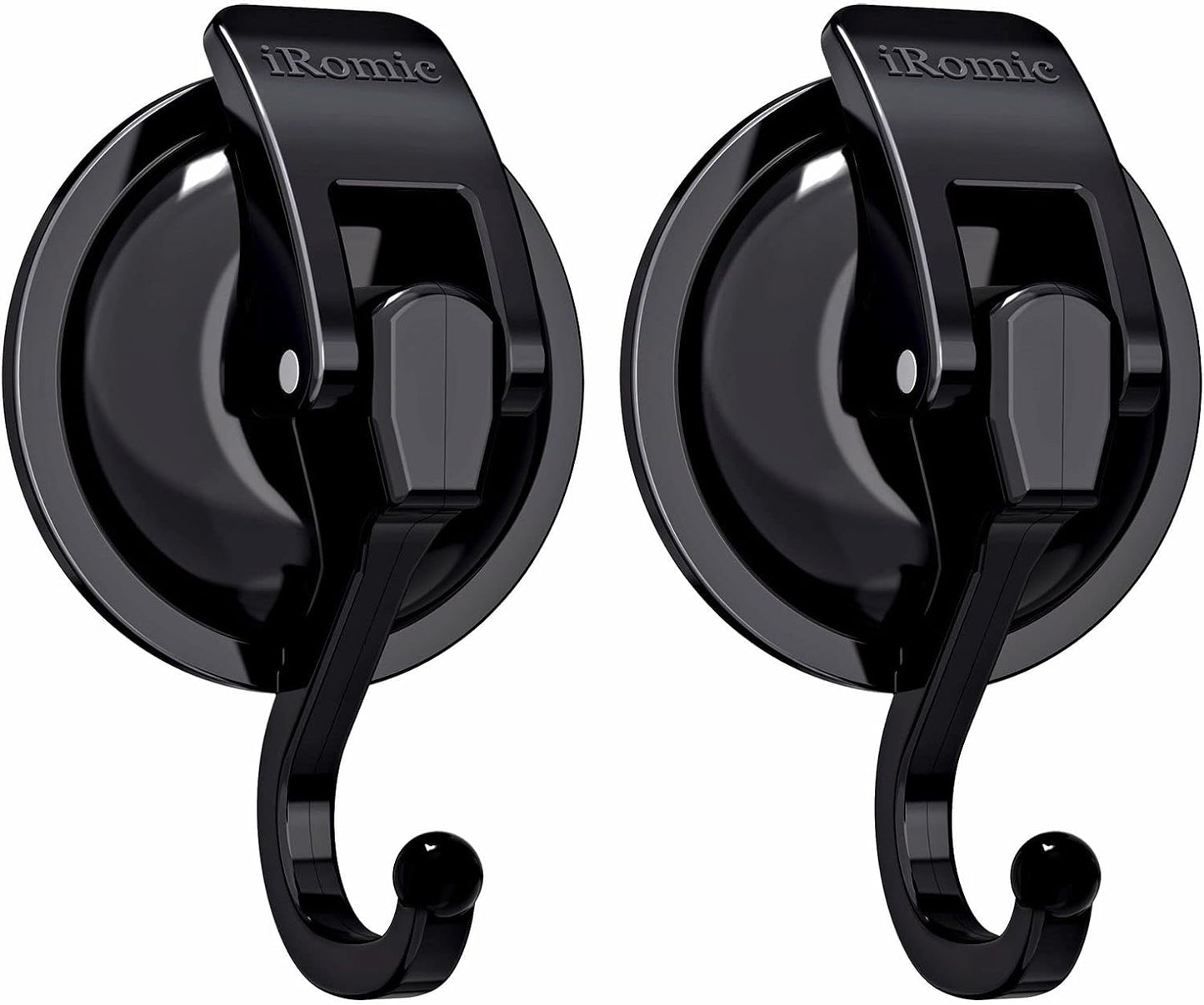Heavy Duty Vacuum Suction Cup Hooks (2Pack) for Shower,Glass Window,Kitchen&Bathroom&Restroom Organization,Black.