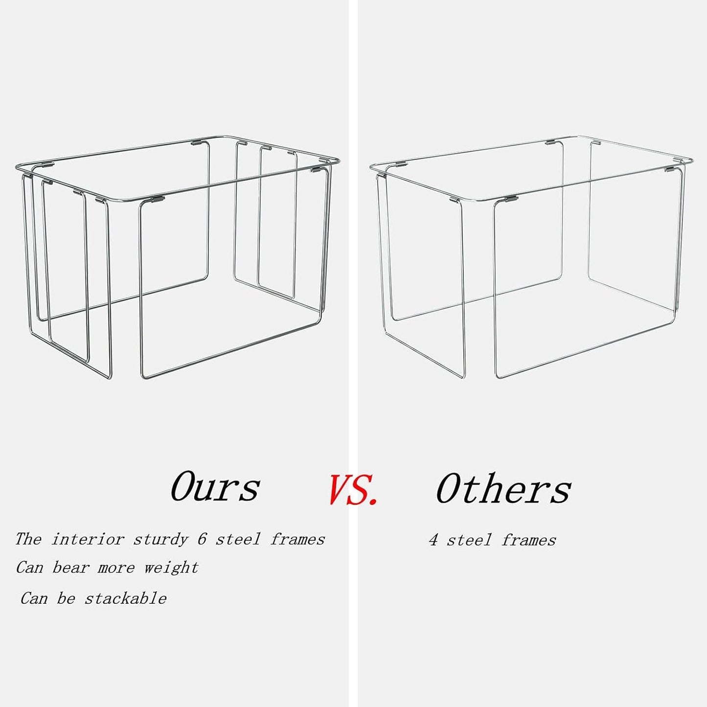 FHSQX Extra Large Clothes Storage Bins Foldable Metal Frame Storage Box Stackable Linen Fabric Box Organizer Set with Carrying Handles and Clear Window (Beige, 23.6x 16.5x 15.7 Inch)