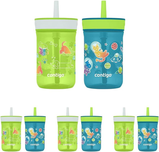 Contigo Kids’ Leighton Straw Tumbler with Spill-Proof Lid, 14 Oz. (Pack of 8)