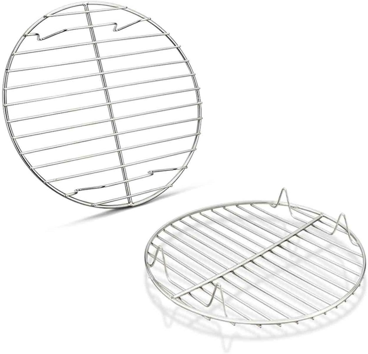 TeamFar Round Cooling Rack Set of 2, 7½ Inch Round Baking Steaming Roasting Rack Set Stainless Steel, Healthy & Dishwasher Safe, Mirror Finish & Rust Free