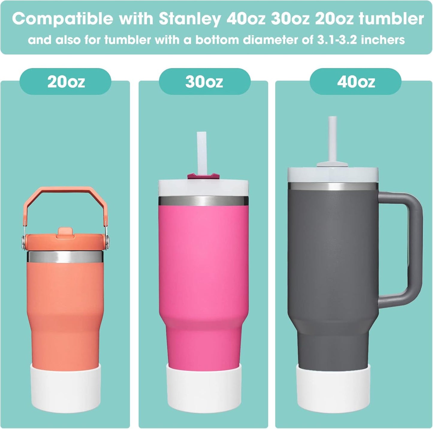 Upgrade 2PCS Protective Silicone Boot Bumper for Stanley Quencher Adventure 40oz 30oz IceFlow 20oz 30oz Tumbler, Water Bottle Bottom Sleeve Cover Accessories for Stanley Mug Cup(Black)
