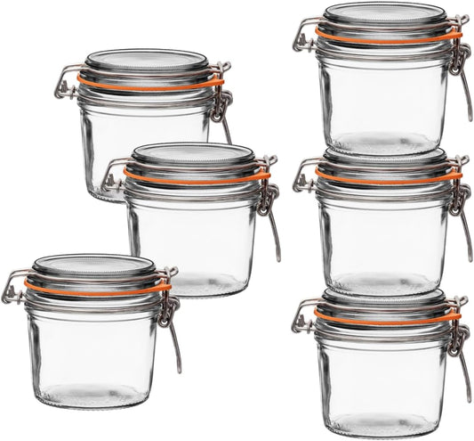 Le Parfait Super Terrine Jar | 12oz (Pack of 6) 350ml French Glass Jar, Airtight Rubber Seal & Glass Lid | Glass Jars for Kitchen Organization and Storage Containers for Essentials