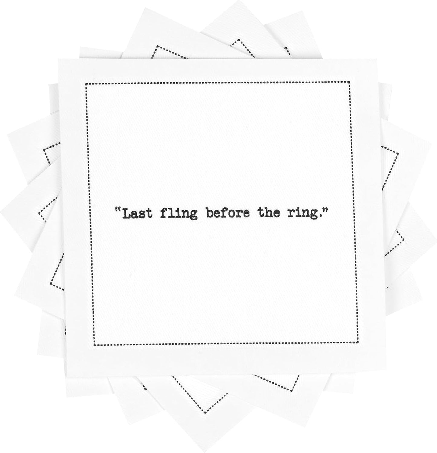 Five Star Funny Bachelorette Quotes | White Cotton Cocktail Napkins | 50 Luxury Disposable Beverage Napkins with Witty Bar Quotes | Drink Napkins for Parties, Bars, Weddings & Game Nights