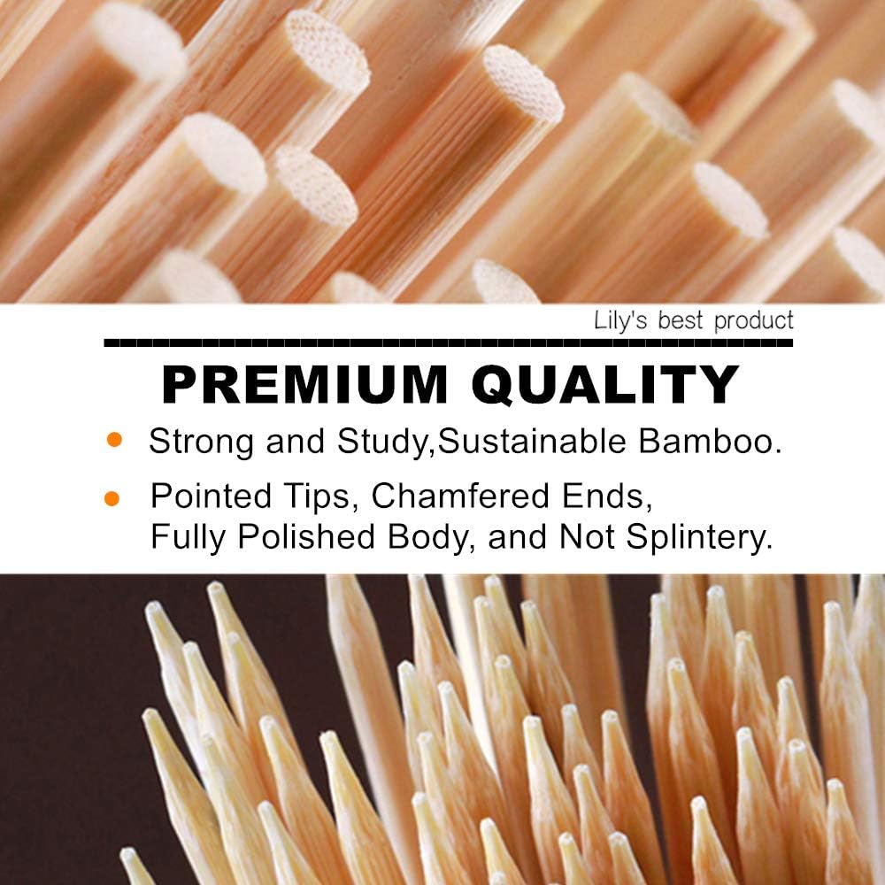 10" Natural Bamboo Skewers for BBQ，Appetiser，Fruit，Cocktail，Kabob，Chocolate Fountain，Grilling，Barbecue，Kitchen，Crafting and Party. Φ=4mm, More Size Choices 6"/8"/12"/14"/16"/17.5"/30"/36"(500 PCS)