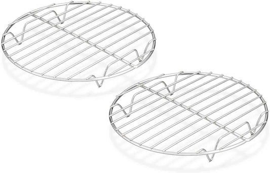 TeamFar Round Cooling Rack Set of 2, 7½ Inch Round Baking Steaming Roasting Rack Set Stainless Steel, Healthy & Dishwasher Safe, Mirror Finish & Rust Free