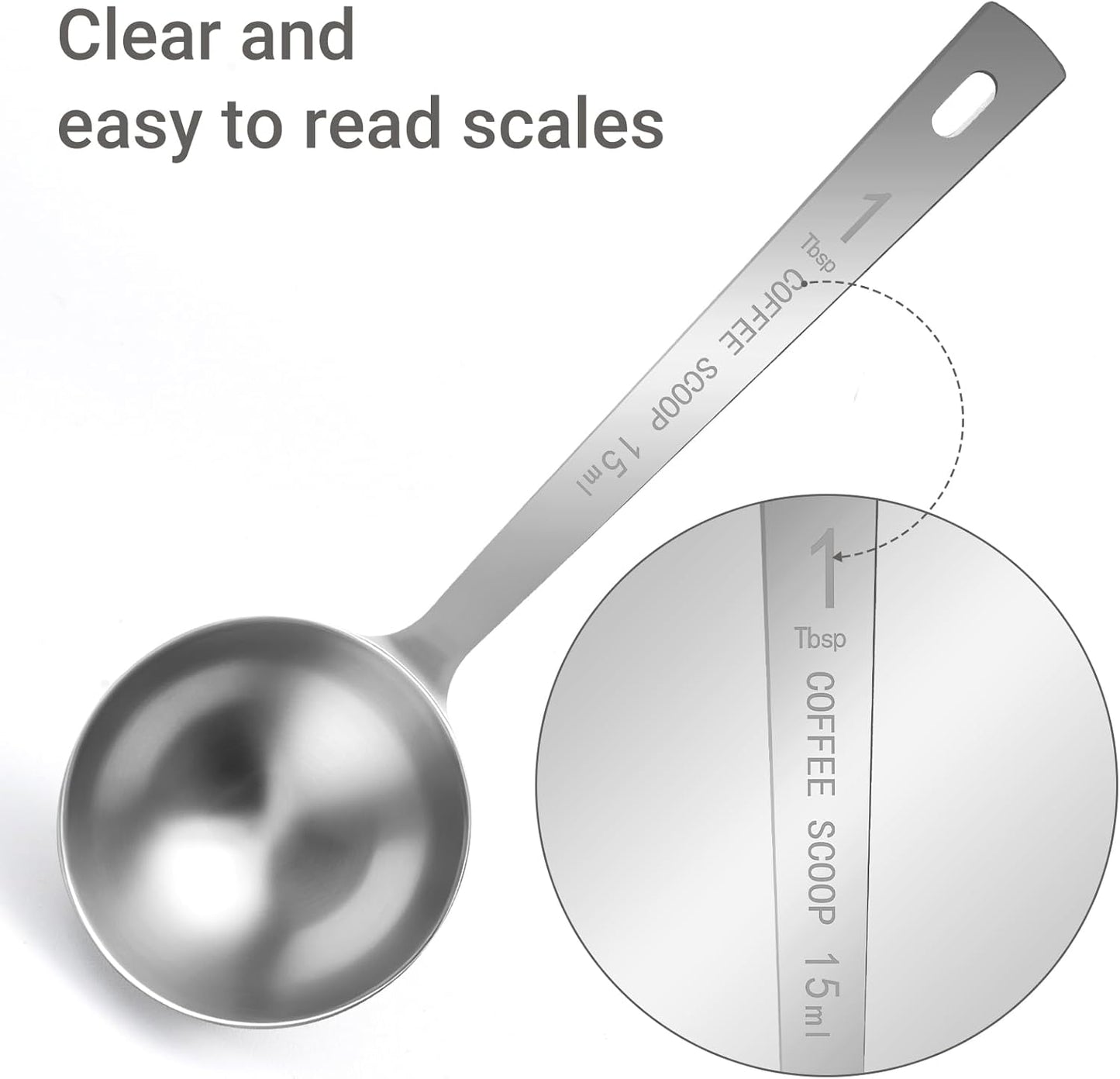 4Pcs Coffee Scoop Spoon - 1 Tablespoon 15ML Stainless Steel Long Handle Measuring Spoons for Ground Coffee, Loose Tea and Powder