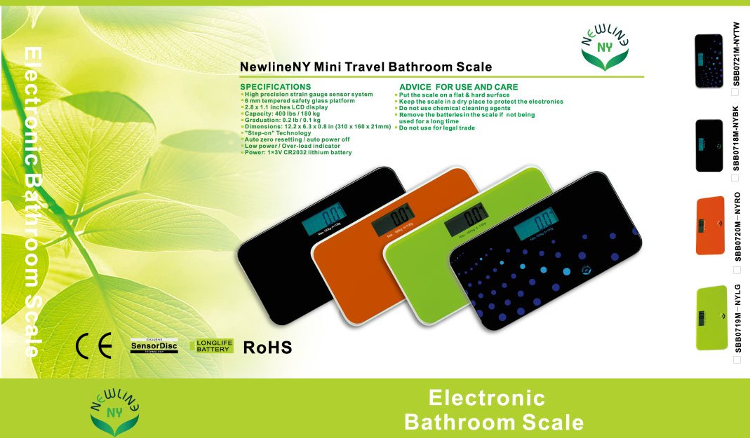 NewlineNY Digital Mini Travel Bathroom Scale - Trendy Wave SBB-0721M-NYTW