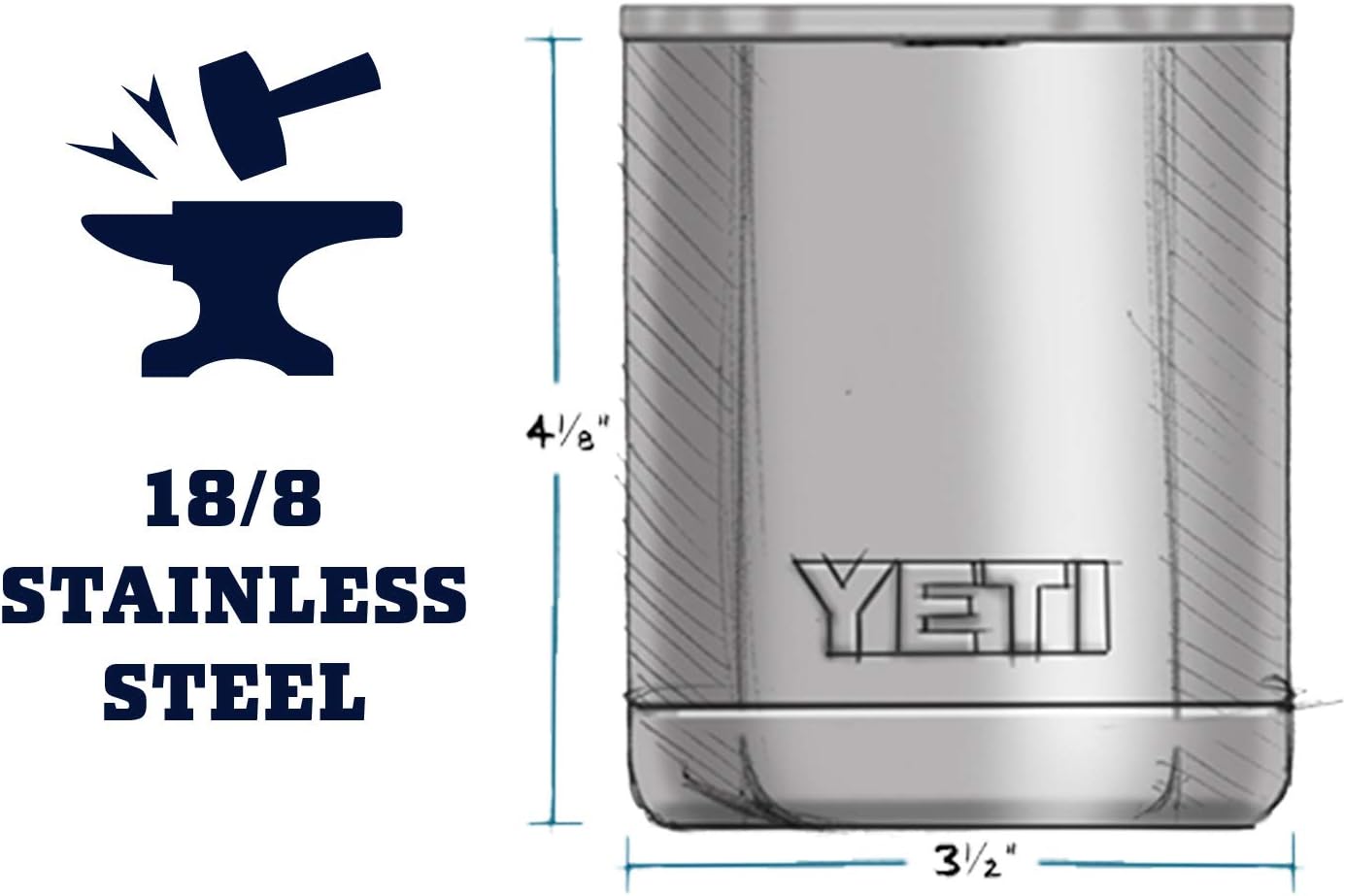 YETI Rambler 10 oz Lowball, Vacuum Insulated, Stainless Steel with Standard Lid