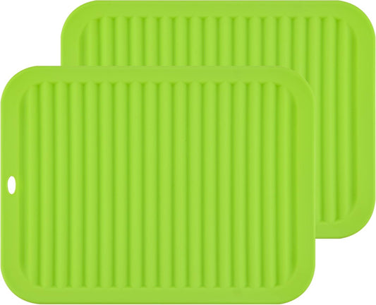 Silicone Trivets mat Smithcraft 9"X12" Big Multi-Purpose Drying Trivet Mat, Pot Holder, Waterproof, (Set of 2) Non Slip, Flexible, Durable, Dishwasher Safe Green