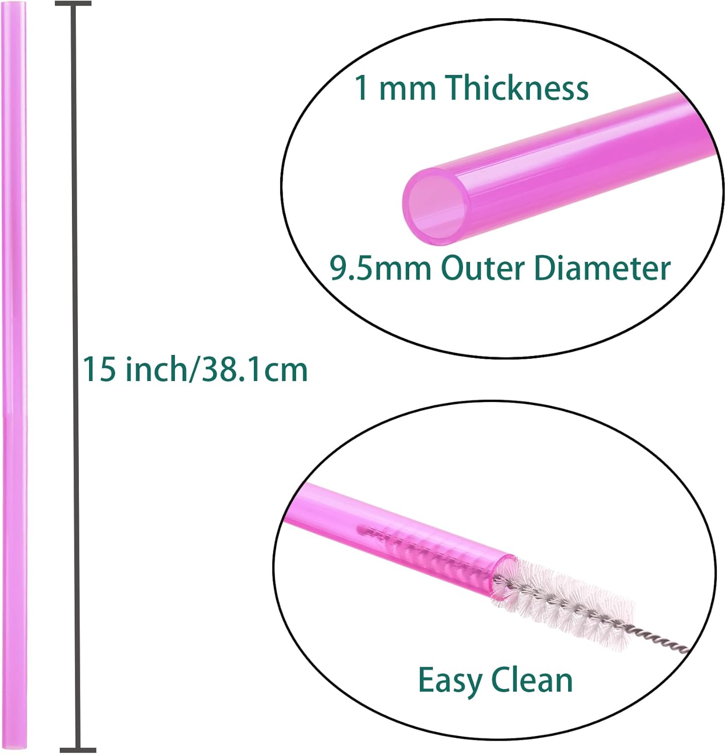 Dakoufish Replacement Straw for Stanley|Owala|Simple Modern 40oz 30oz Tumbler,10 Pack 15 Inch Reusable Straws With Cleaning Brush for Stanley Cup Accessorie,BPA Free,Dishwasher Safe (Mix color）