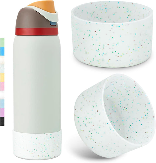 2PCS Glitter Silicone Boot for Owala Water Bottle, Anti-Slip Protective Sleeve for Owala Twist,FreeSip and Flip Stainless Steel Water Bottle, BPA-Free, Dishwasher Safe, Accessories