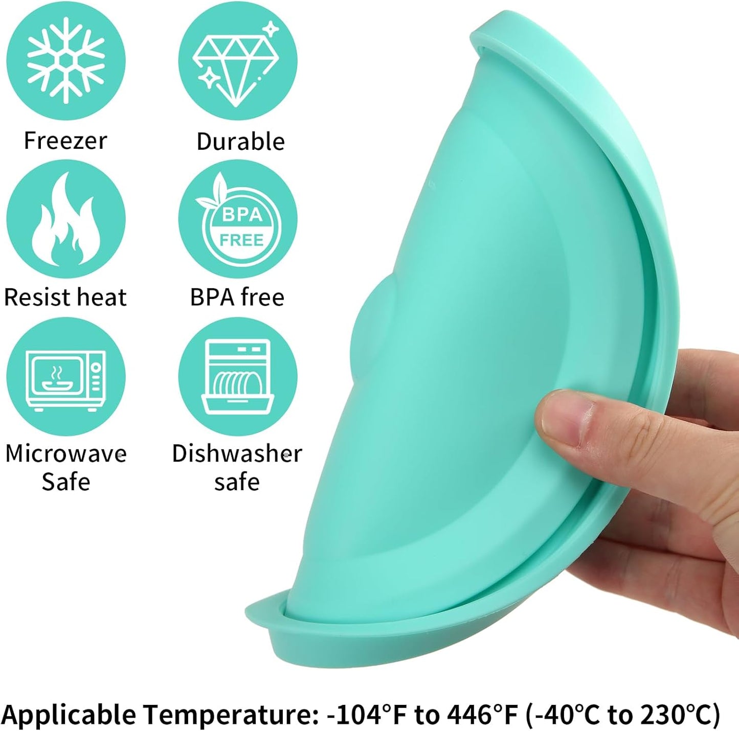 Replacement Lids for Pyrex 7202-PC 1 Cup, Silicone Round Storage Cover Lid for Anchor Hocking Glass Bowl 4 Pack with Date Mark Turquoise