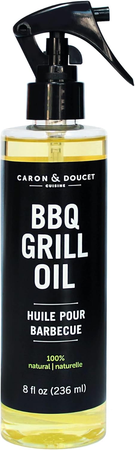 CARON & DOUCET - BBQ Grill Cleaner Oil | 100% Plant-Based & Vegan | Best for Cleaning Barbeque Grills & Grates | Use with Wooden Scrapers, Brushes, Accessories & Tools | Great Gift for Dad! (8oz)