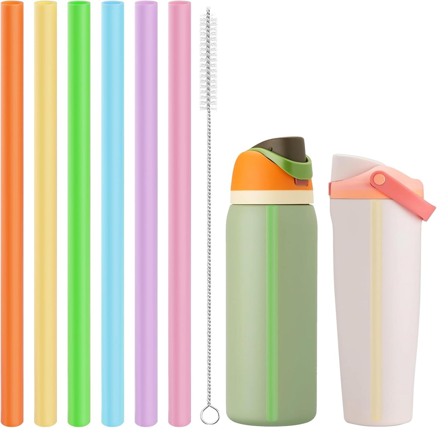 Replacement Straws Compatible with Owala Freepsip 24oz,32oz Water Bottle,Replacement Parts For Owala Free Sip Sway 30 oz,Include 6 BPA-FREE Straws and 1 Cleaning Brush