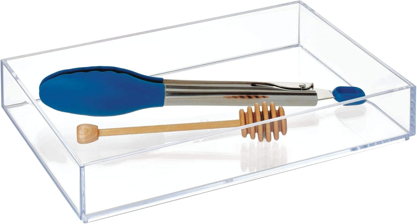 iDesign Clear Drawer Organizer, Plastic Tray for Makeup Storage on Bathroom Vanity, Dresser or Desk