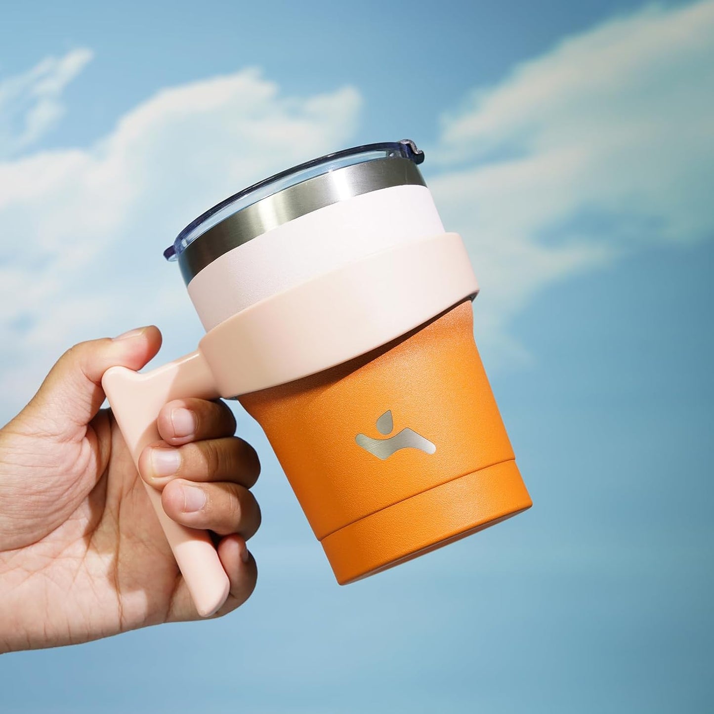 10 oz Tumbler with Handle and 2 Straw 2 Lid, Insulated Water Bottle Stainless Steel Vacuum Cup Reusable Travel Mug,Coral