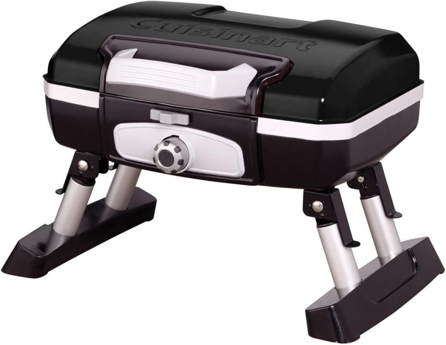 Cuisinart Petite Gourmet Portable Gas Grill, Compact & Lightweight Tabletop Small Grill for BBQs, Camping, Tailgates & Small Spaces, 5,500 BTU Burner Folding with Carry Handles, Black