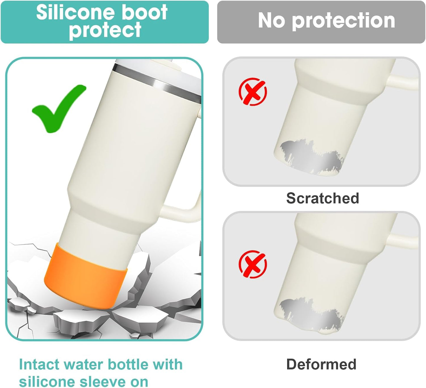 Upgrade 2PCS Protective Silicone Boot Bumper for Stanley Quencher Adventure 40oz 30oz IceFlow 20oz 30oz Tumbler, Water Bottle Bottom Sleeve Cover Accessories for Stanley Mug Cup(Sunset)