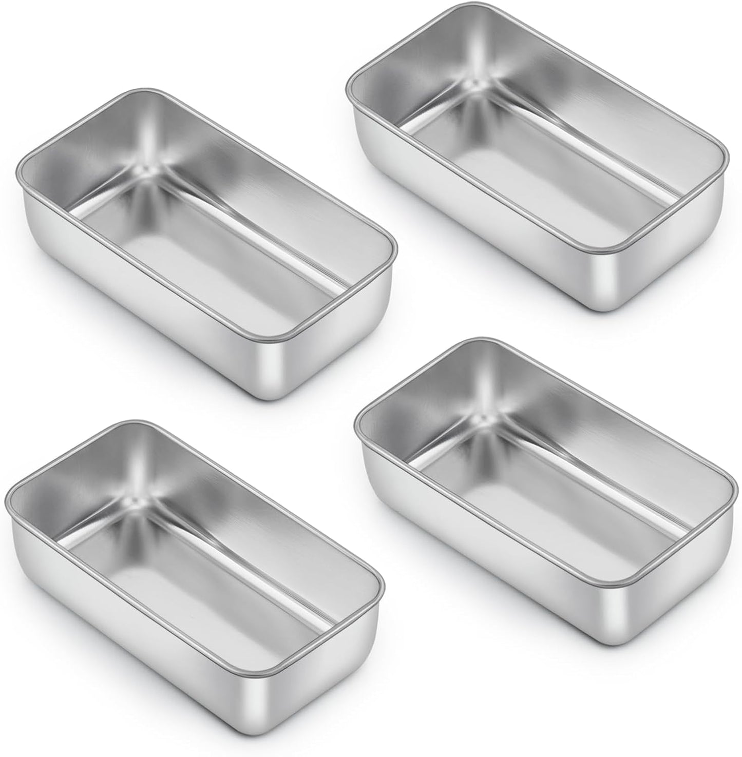 E-far Loaf Pan Set of 4, 9x5 Inch Stainless Steel Bread Loaf Pan, Metal Bakeware for Baking Bread Cake Meatloaf Brownies, Healthy & Non Toxic, Easy Release & Dishwasher Safe