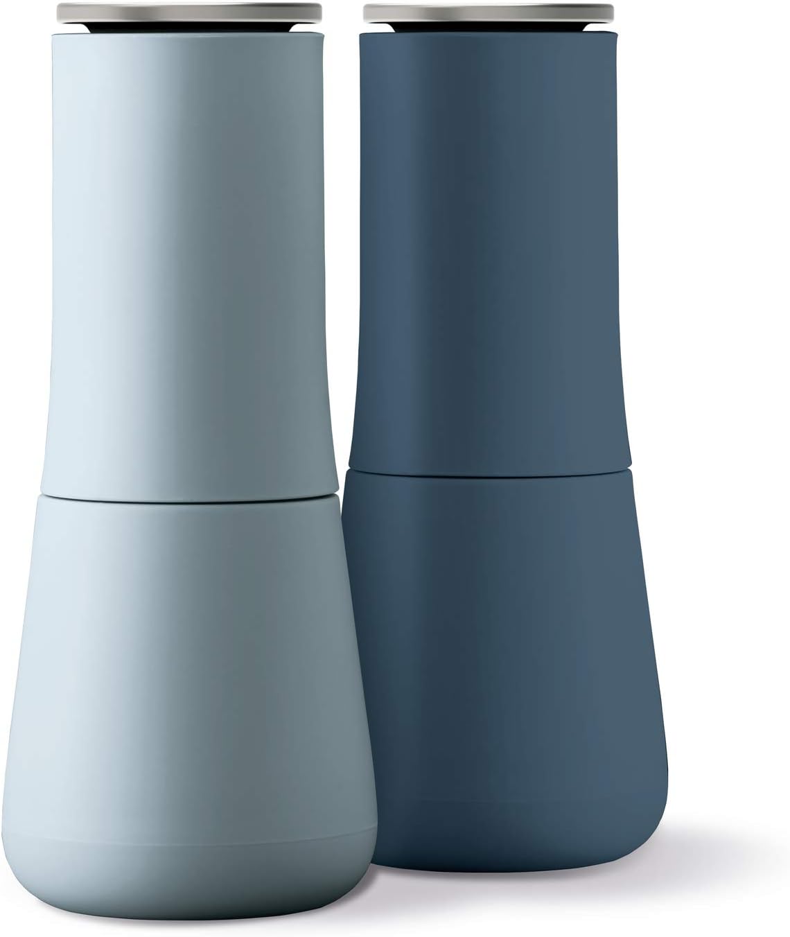 Joseph Joseph Milltop Non-Spill Salt and Pepper Mill 2-piece Set, Refillable with Ceramic Grinder, Adjustable Grinding Size, Blue