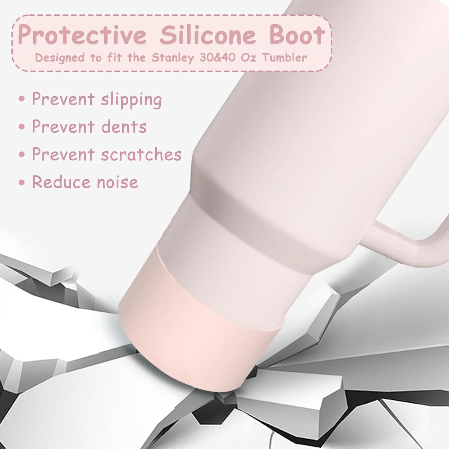 Stanley Cup Accessories Set,Including 2 Pcs 0.4in Straw Cover, 1 Silicone Spill-Proof Stopper Set of 3, 1 Cute Butterfly Handle Charm, 1 Silicone Boot Fits Stanley 40&30 Oz Tumbler (Rose Quartz)